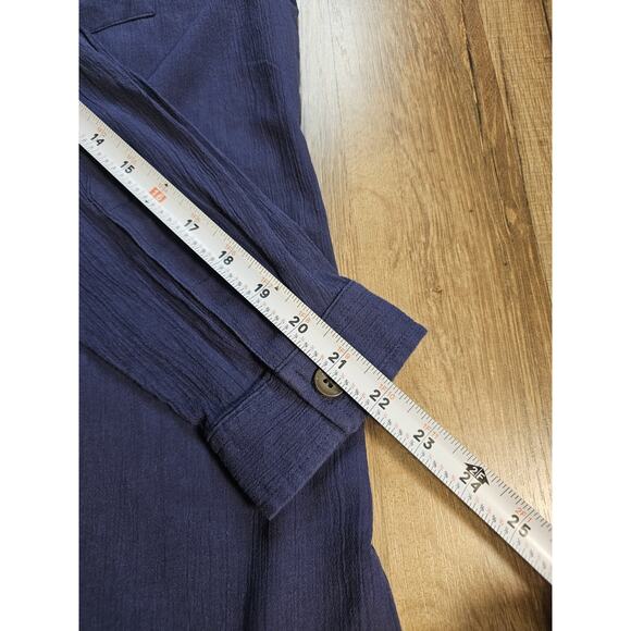 L.L Bean Cloud Gauze Cover-Up Blouse Tunic Women’s Size S Organic Cotton Blue - Picture 4 of 9